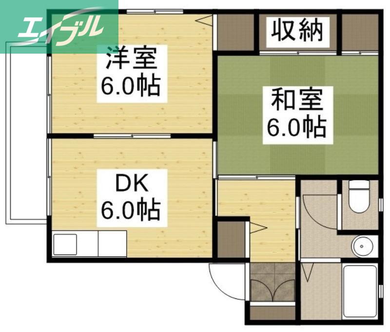 グリーンハイツ(2DK/2階)の間取り写真