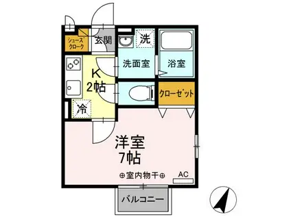 プレミール(1K/2階)の間取り写真