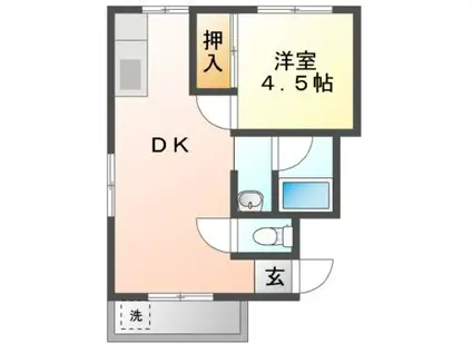 サンライズコーポII(1DK/1階)の間取り写真