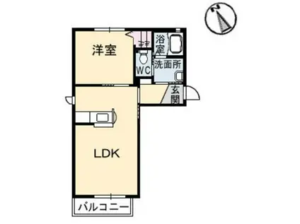 シャーメゾン琴芝台(1LDK/1階)の間取り写真