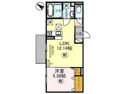BOWLZ KOBE兵庫町(1LDK/1階)の間取り写真