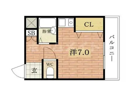 アンフィニィ橋の内II(ワンルーム/2階)の間取り写真