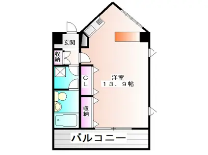 グローバル三田(ワンルーム/6階)の間取り写真