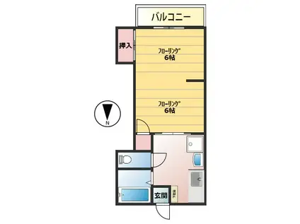 ハイツ江添(1DK/1階)の間取り写真