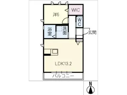コリーナ大黒田 A棟(1LDK/2階)の間取り写真