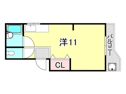 戸石マンション(ワンルーム/3階)の間取り写真