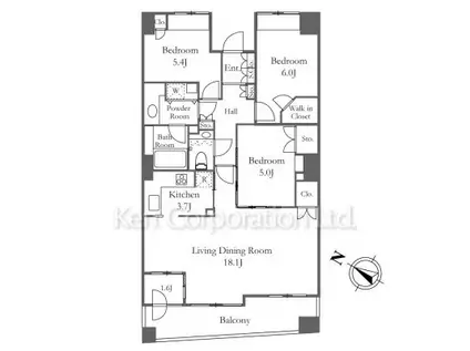 パークスクエア横浜(3LDK/17階)の間取り写真
