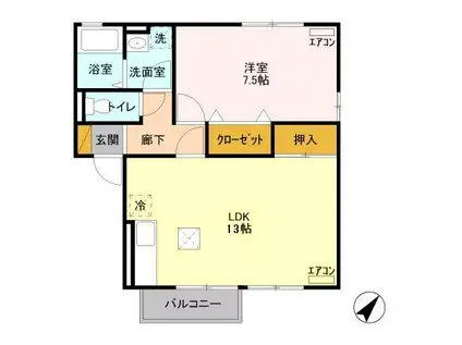 メゾン森X(1LDK/1階)の間取り写真