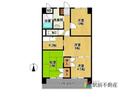 メゾン原II(4K/9階)の間取り写真