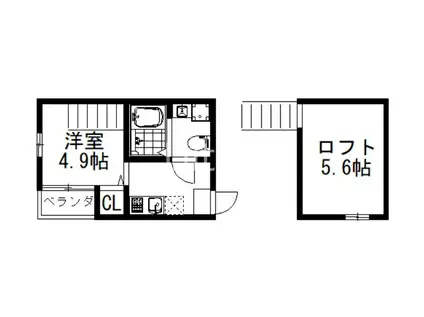 ハーモニーテラス豊後橋町A(1K/1階)の間取り写真