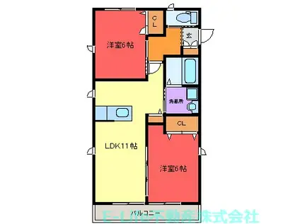 ジェントリー I(2LDK/2階)の間取り写真