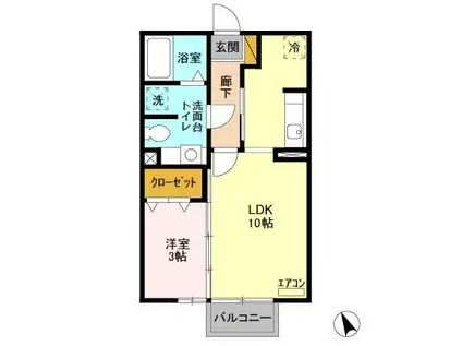 ミザール(1LDK/1階)の間取り写真