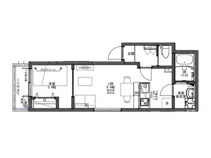 ソア南流山(1LDK/1階)の間取り写真