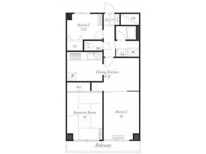 ストークマンション弘明寺(3DK/9階)の間取り写真