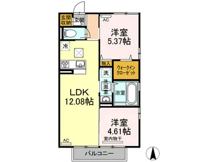 パル霧島(2LDK/1階)の間取り写真