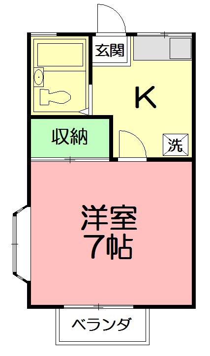 グリーンハイツB(1K/2階)の間取り写真
