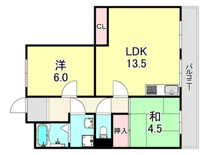 第一柏木ハイツ(2LDK/4階)の間取り写真
