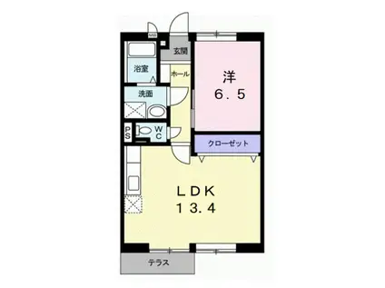 エルディムII(1LDK/2階)の間取り写真