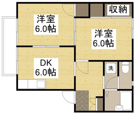 エステートピア戸坂(2DK/1階)の間取り写真