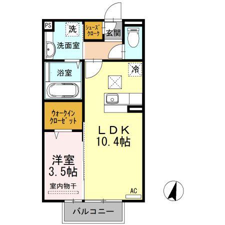 メゾンレーヴ(1LDK/1階)の間取り写真