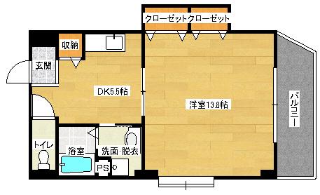 マハロリゾート(1DK/3階)の間取り写真