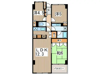 グロブナーハウス(3LDK/5階)の間取り写真