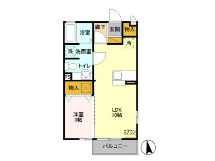 ホワイトミーティア(1LDK/1階)の間取り写真