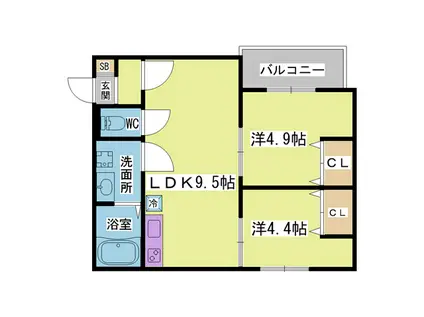 D PORTA IRIS(2LDK/3階)の間取り写真