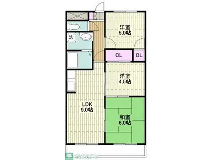 ソレイユ松風(3LDK/4階)の間取り写真