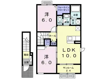 サンリット アヴェニューB(2LDK/2階)の間取り写真