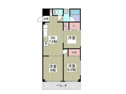 西亀有エコハイツ(3DK/1階)の間取り写真