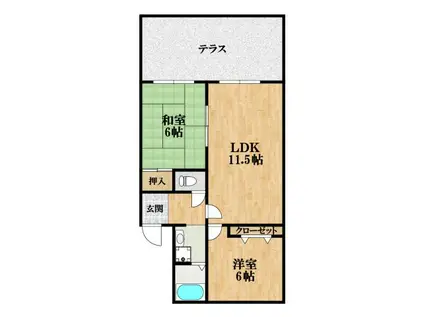 新栄プロパティー恩智III(2LDK/1階)の間取り写真