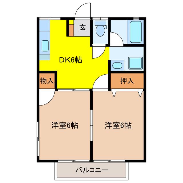 コーポ千代(2DK/2階)の間取り写真