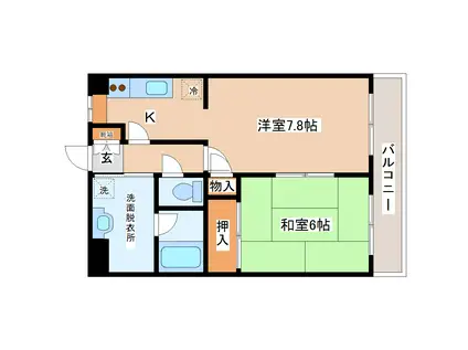 パークシティ富沢(2K/1階)の間取り写真