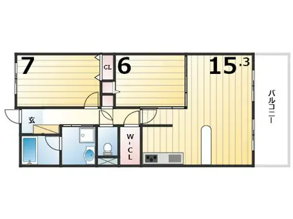 パレスマイセン 小型犬可(2LDK/5階)の間取り写真
