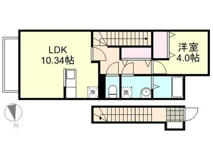 オルトシア(1LDK/2階)の間取り写真