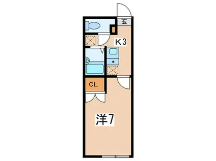 アムール子合際(1K/2階)の間取り写真