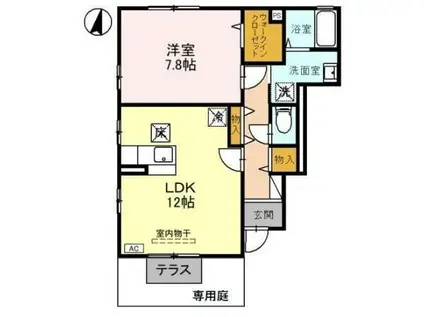 ローズコートA・B(1LDK/1階)の間取り写真