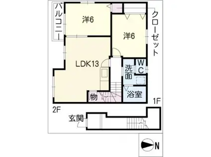 グランメール・デセーオ(2LDK/2階)の間取り写真