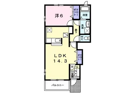SUNLOOP A(1LDK/1階)の間取り写真