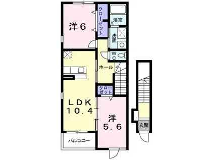 アメニティ A(2LDK/2階)の間取り写真