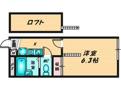 レオパレスプロスパ(1K/1階)の間取り写真