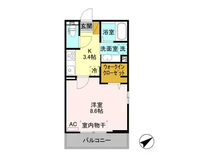 ステラート(1K/3階)の間取り写真