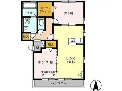 メープルハウス(2LDK/2階)の間取り写真