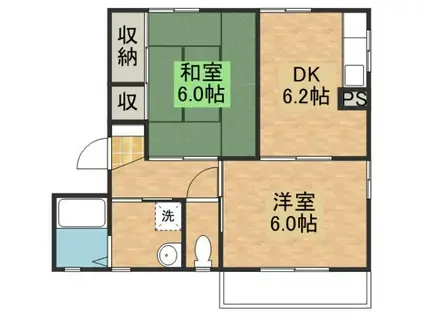 サンライズA棟(2DK/2階)の間取り写真