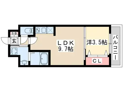 アルティザ緑地公園(1LDK/9階)の間取り写真
