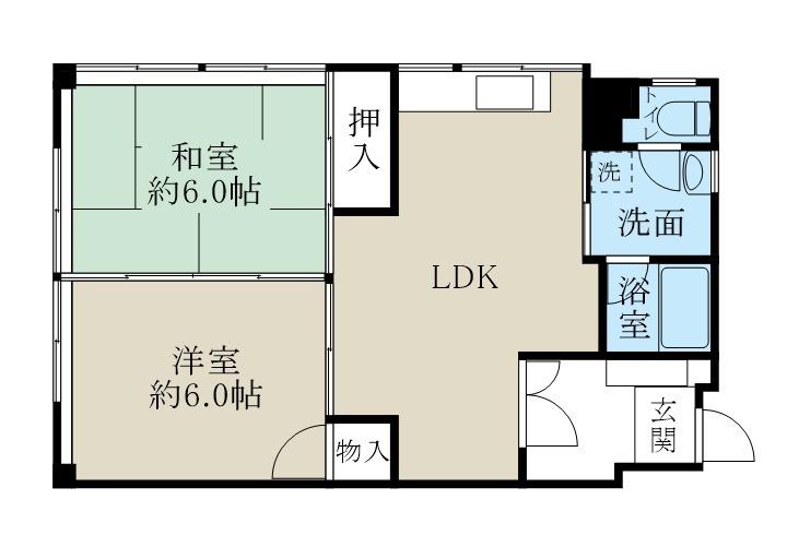 東幸ビル(2LDK/3階)の間取り写真