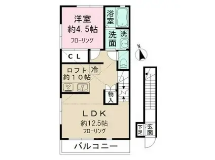 アルバ・トレ柏(1LDK/2階)の間取り写真