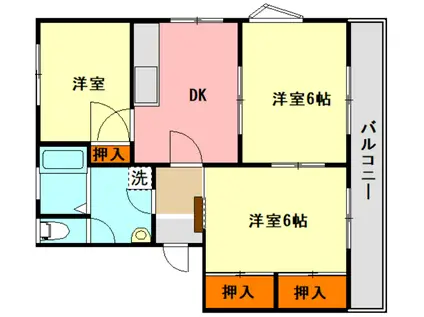 レーベンハイム(3DK/2階)の間取り写真