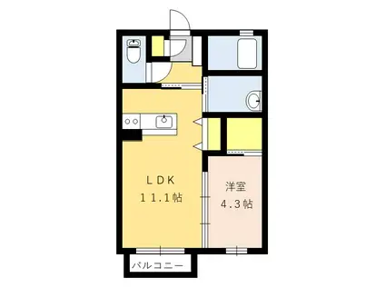 ブランエールE(1LDK/1階)の間取り写真
